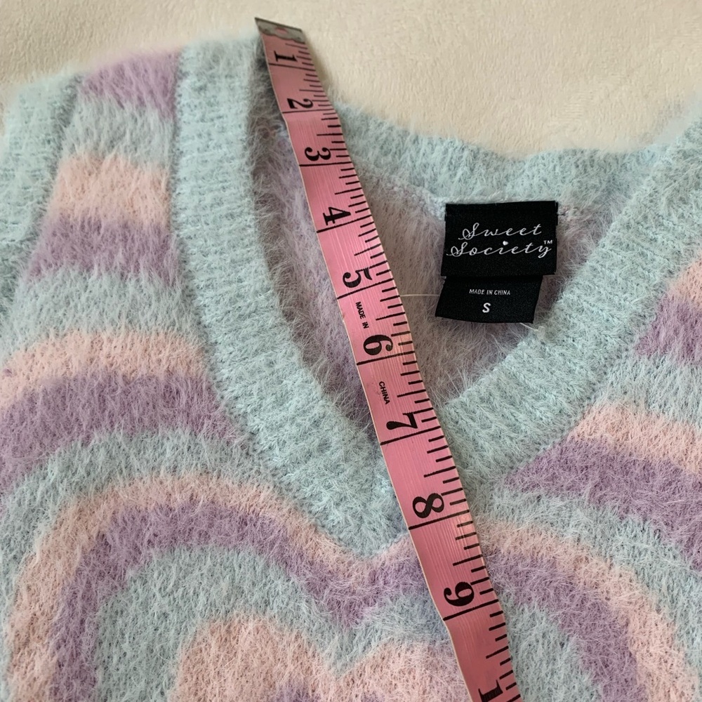 SWEET SOCIETY Hot Topic ladies, pastel hearts, sweater, vest size Small VVGUC+++ - Picture 8 of 11